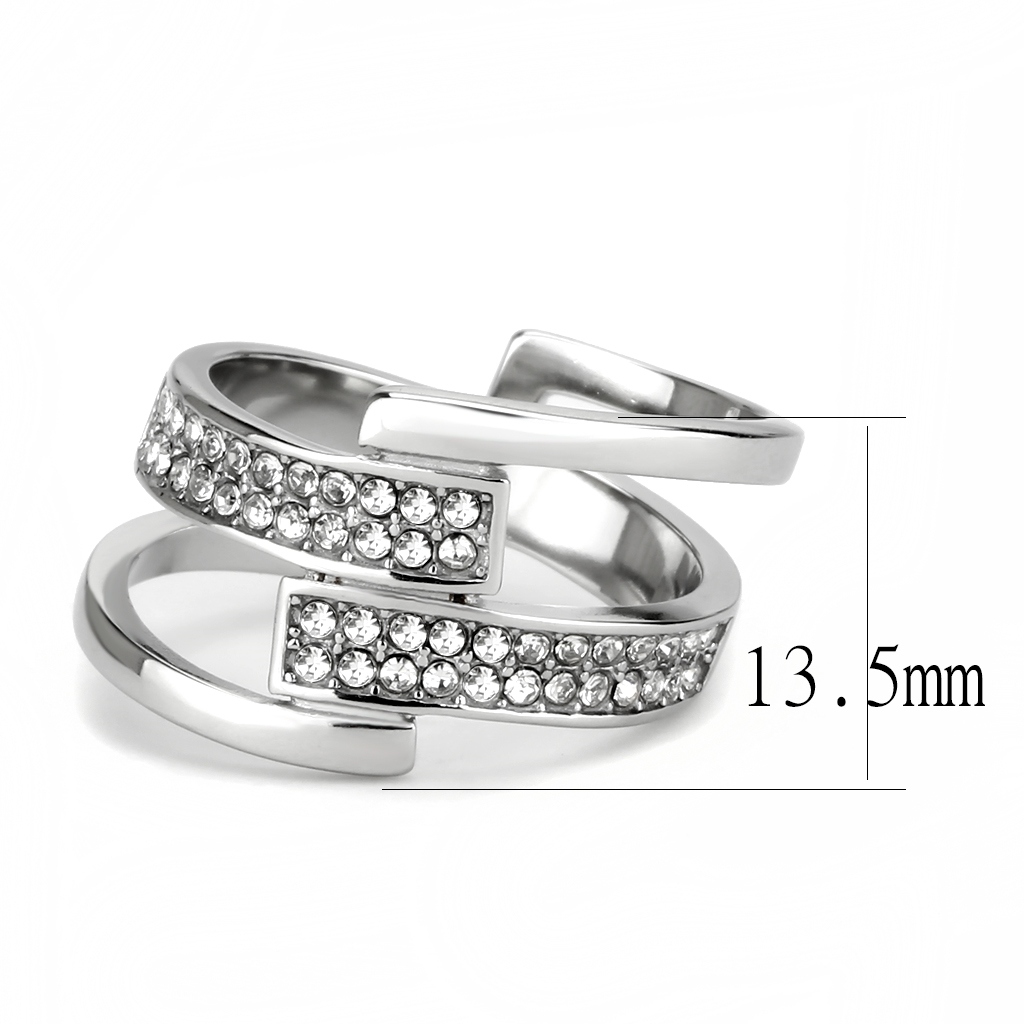 TK3702 - Stainless Steel Ring High polished (no plating) Women Top Grade Crystal Clear