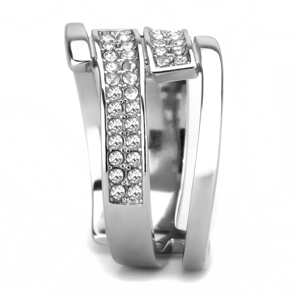 TK3702 - Stainless Steel Ring High polished (no plating) Women Top Grade Crystal Clear