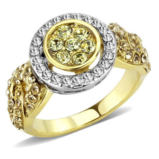 TK3704 - Stainless Steel Ring Two-Tone IP Gold (Ion Plating) Women Top Grade Crystal Multi Color