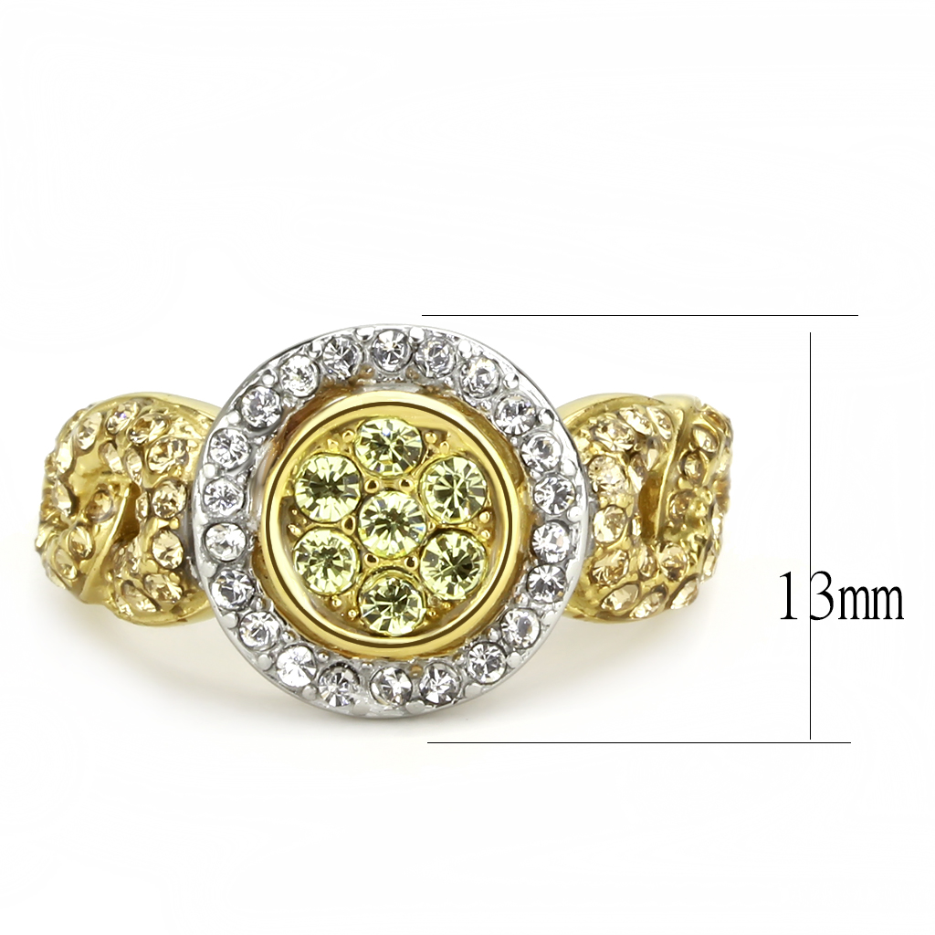 TK3704 - Stainless Steel Ring Two-Tone IP Gold (Ion Plating) Women Top Grade Crystal Multi Color