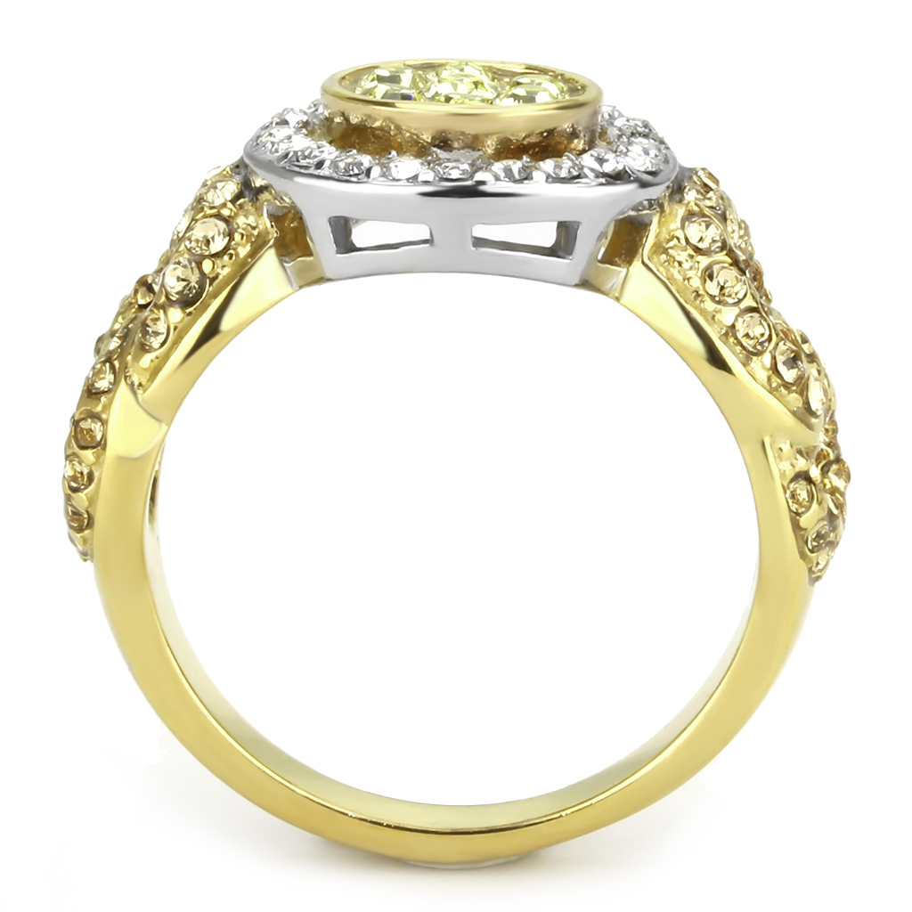 TK3704 - Stainless Steel Ring Two-Tone IP Gold (Ion Plating) Women Top Grade Crystal Multi Color