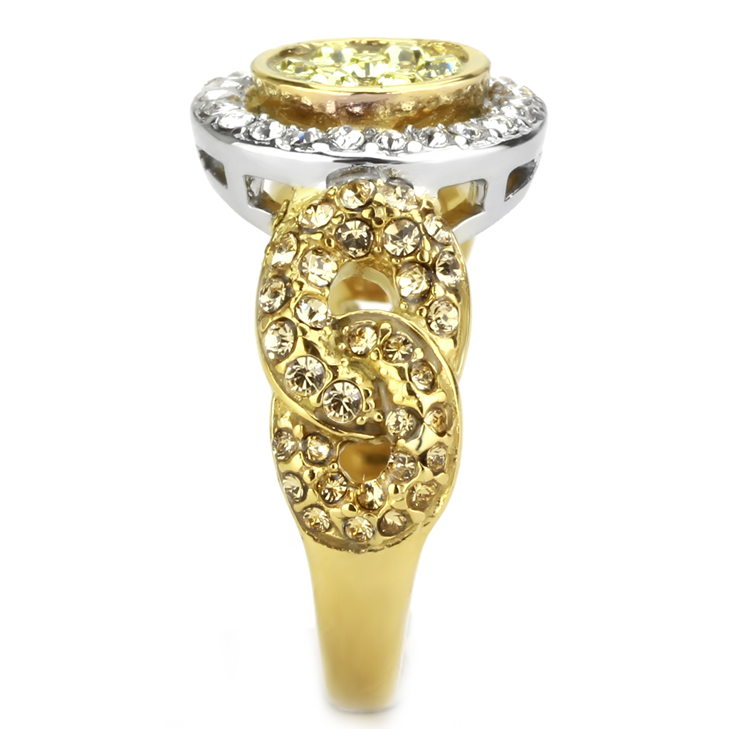 TK3704 - Stainless Steel Ring Two-Tone IP Gold (Ion Plating) Women Top Grade Crystal Multi Color