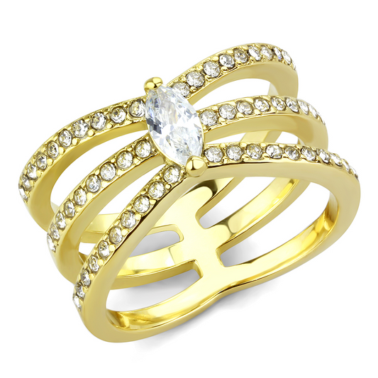 TK3705 - Stainless Steel Ring IP Gold(Ion Plating) Women AAA Grade CZ Clear