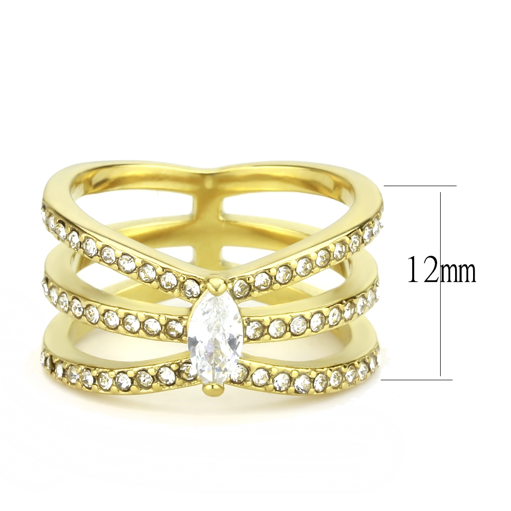 TK3705 - Stainless Steel Ring IP Gold(Ion Plating) Women AAA Grade CZ Clear