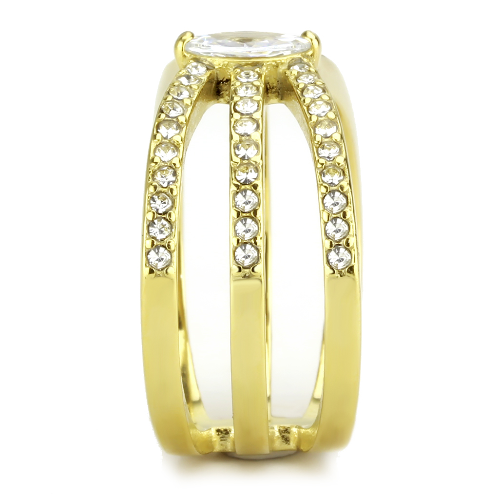 TK3705 - Stainless Steel Ring IP Gold(Ion Plating) Women AAA Grade CZ Clear