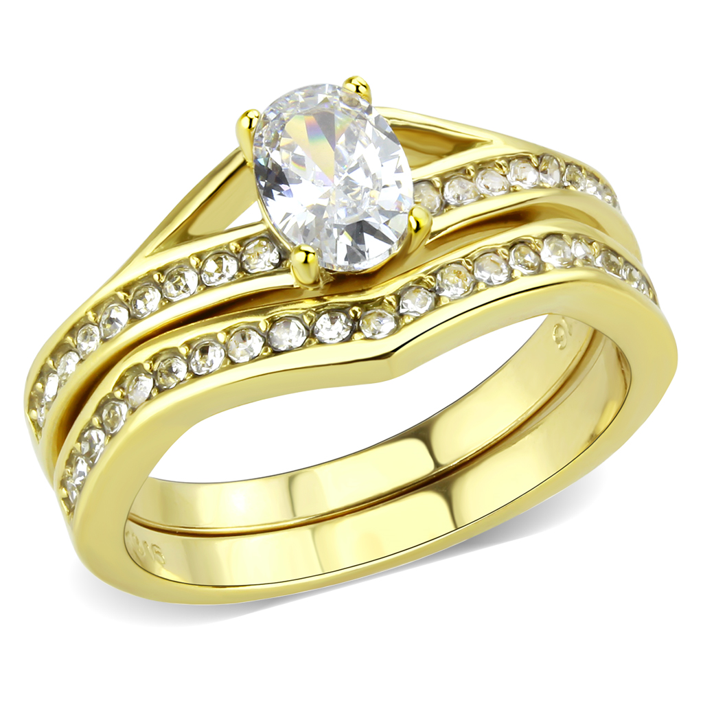 TK3706 - Stainless Steel Ring IP Gold(Ion Plating) Women AAA Grade CZ Clear