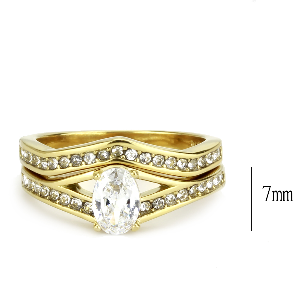 TK3706 - Stainless Steel Ring IP Gold(Ion Plating) Women AAA Grade CZ Clear