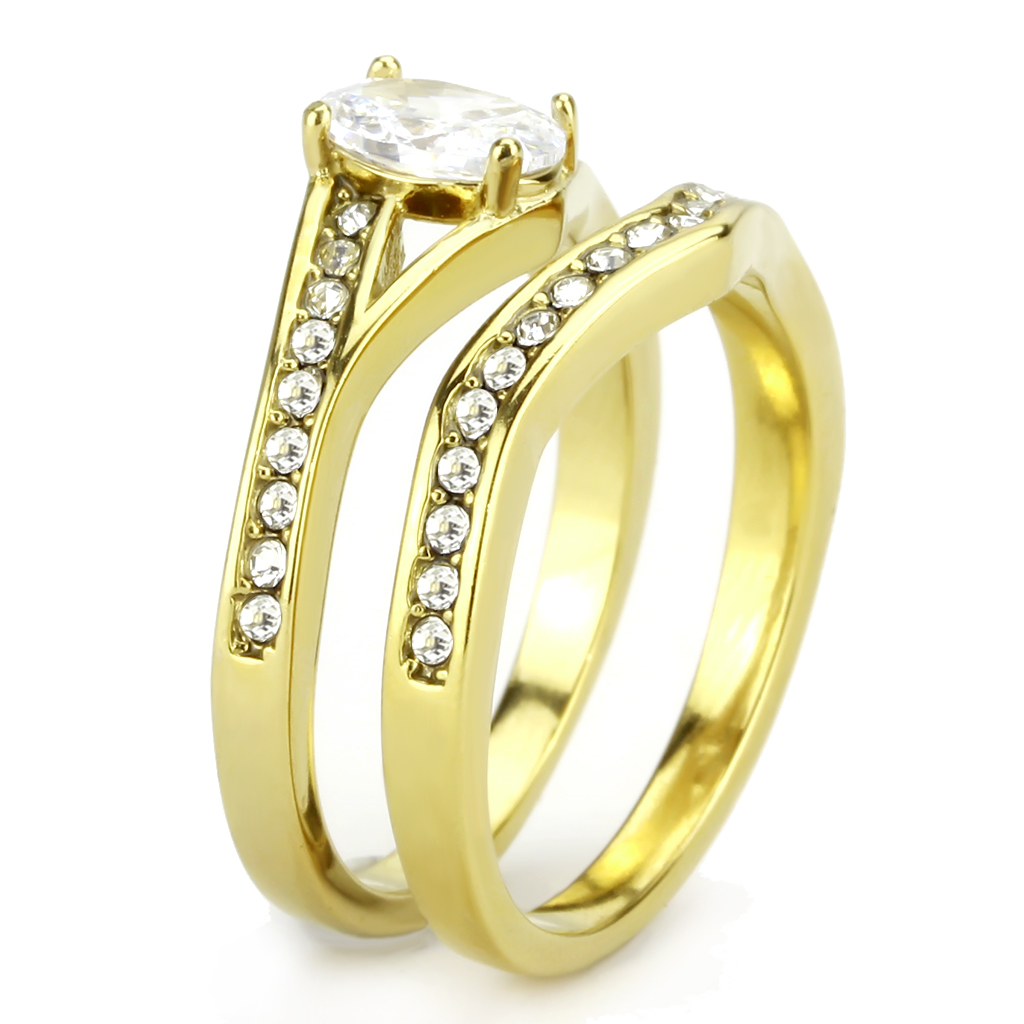 TK3706 - Stainless Steel Ring IP Gold(Ion Plating) Women AAA Grade CZ Clear