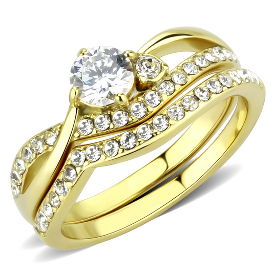 TK3708 - Stainless Steel Ring IP Gold(Ion Plating) Women AAA Grade CZ Clear