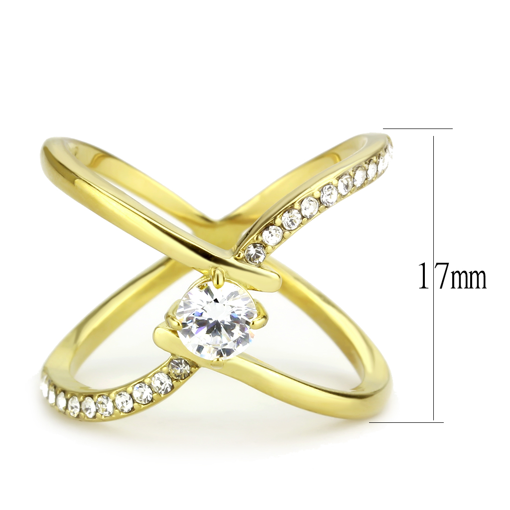 TK3709 - Stainless Steel Ring IP Gold(Ion Plating) Women AAA Grade CZ Clear