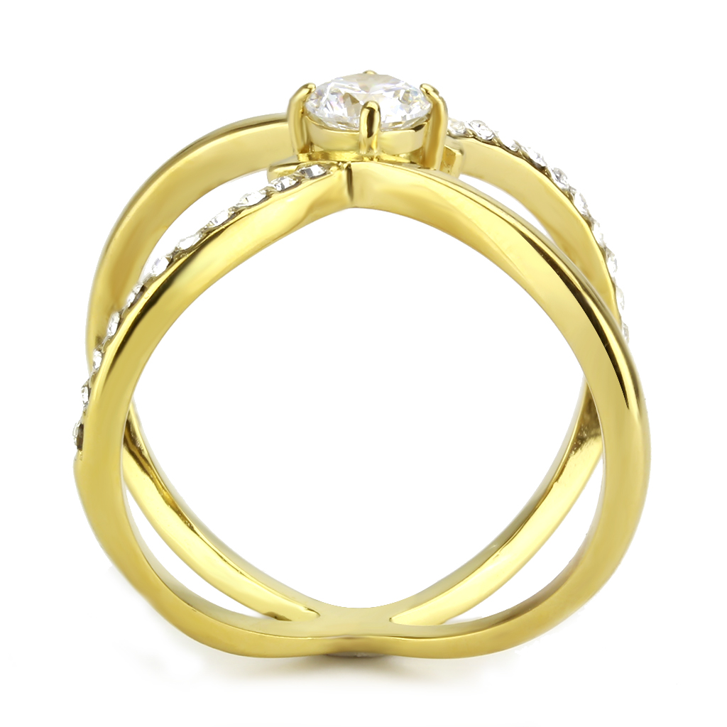 TK3709 - Stainless Steel Ring IP Gold(Ion Plating) Women AAA Grade CZ Clear