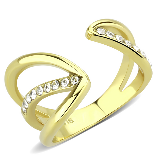 TK3710 - Stainless Steel Ring IP Gold(Ion Plating) Women Top Grade Crystal Clear