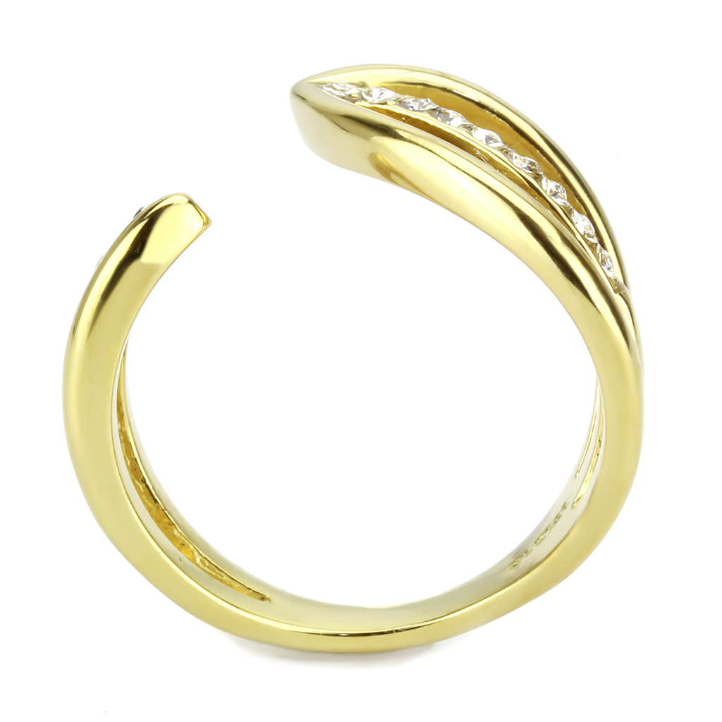 TK3710 - Stainless Steel Ring IP Gold(Ion Plating) Women Top Grade Crystal Clear