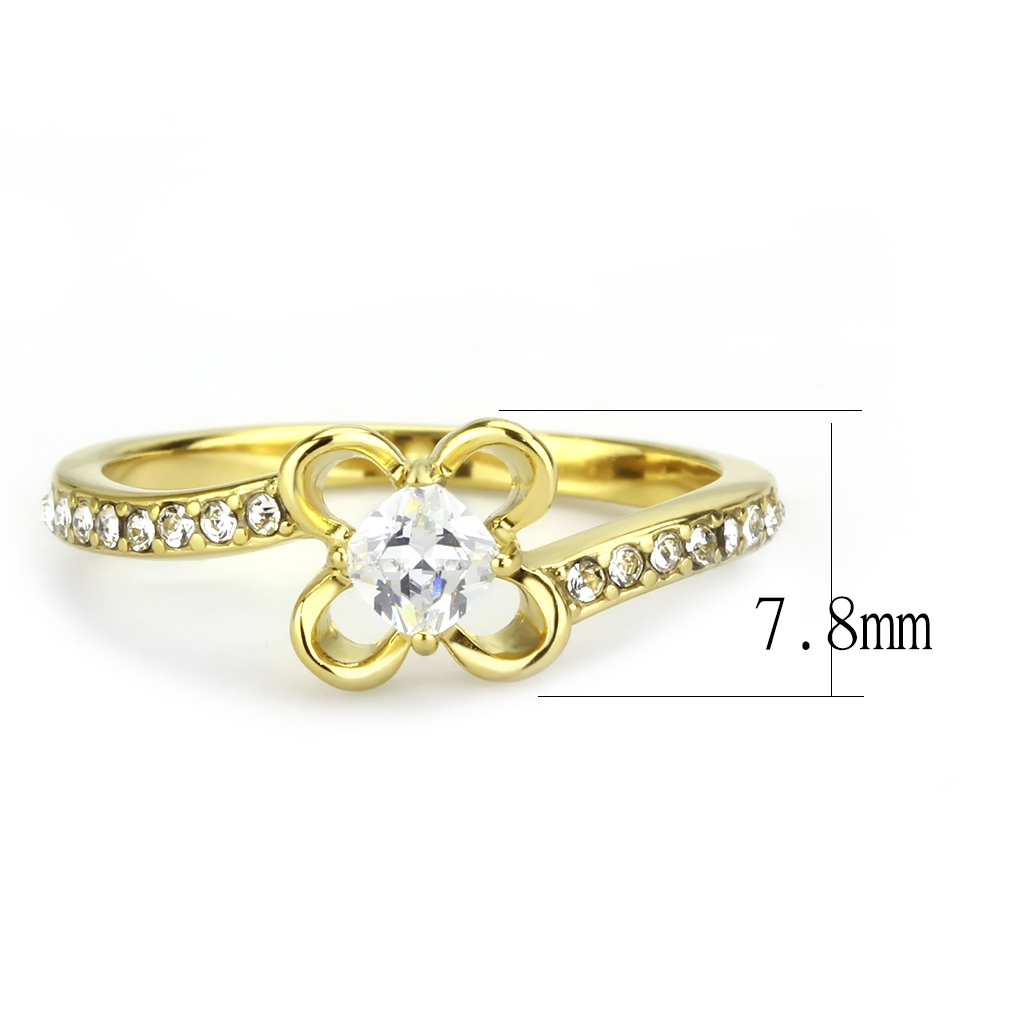 TK3711 - Stainless Steel Ring IP Gold(Ion Plating) Women AAA Grade CZ Clear