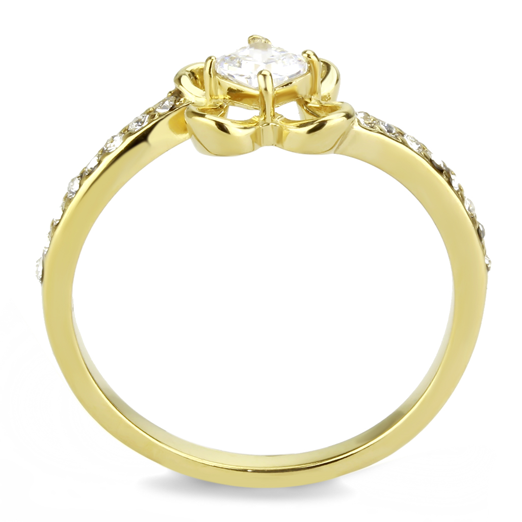 TK3711 - Stainless Steel Ring IP Gold(Ion Plating) Women AAA Grade CZ Clear