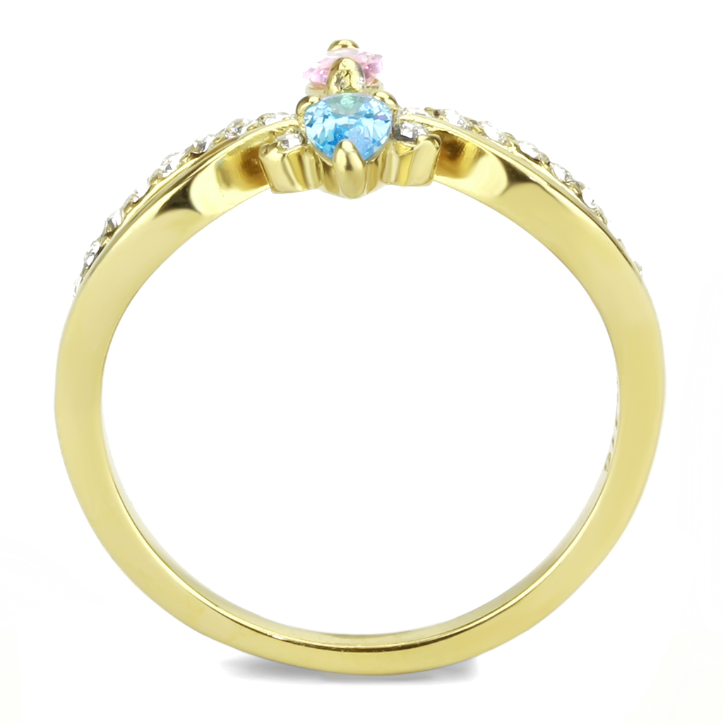 TK3712 - Stainless Steel Ring IP Gold(Ion Plating) Women AAA Grade CZ Multi Color