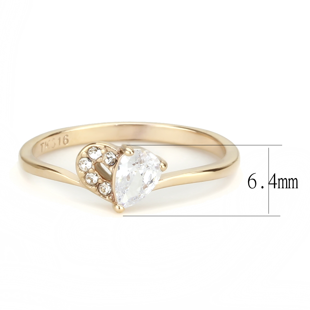 TK3713 - Stainless Steel Ring IP Rose Gold(Ion Plating) Women AAA Grade CZ Clear