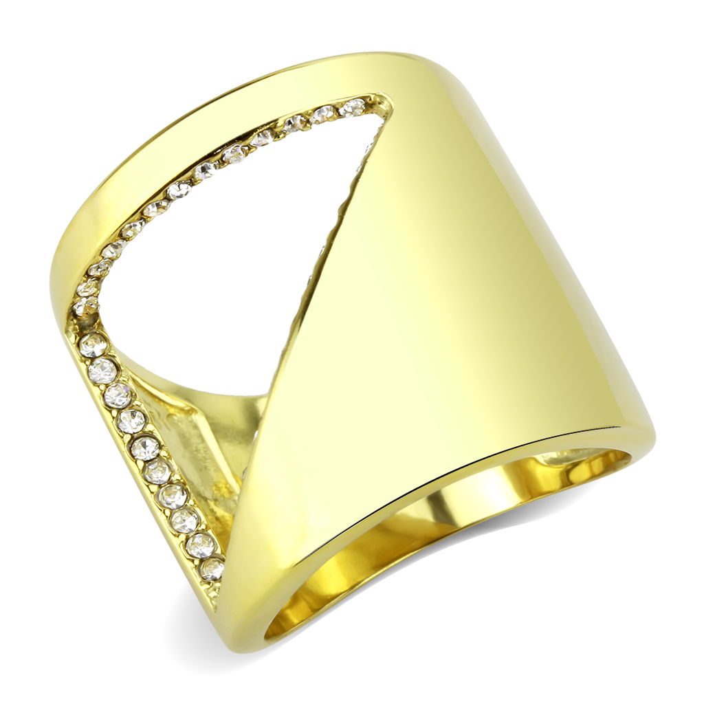 TK3715 - Stainless Steel Ring IP Gold(Ion Plating) Women Top Grade Crystal Clear