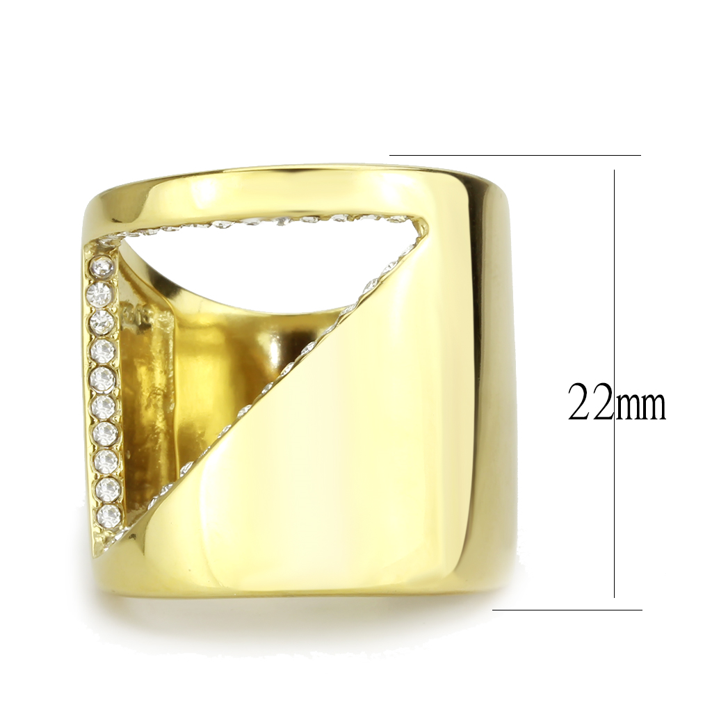 TK3715 - Stainless Steel Ring IP Gold(Ion Plating) Women Top Grade Crystal Clear