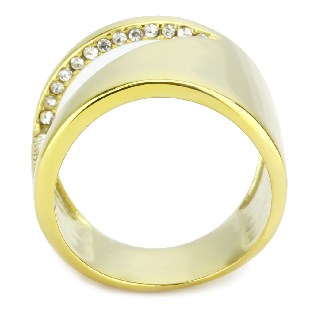 TK3715 - Stainless Steel Ring IP Gold(Ion Plating) Women Top Grade Crystal Clear