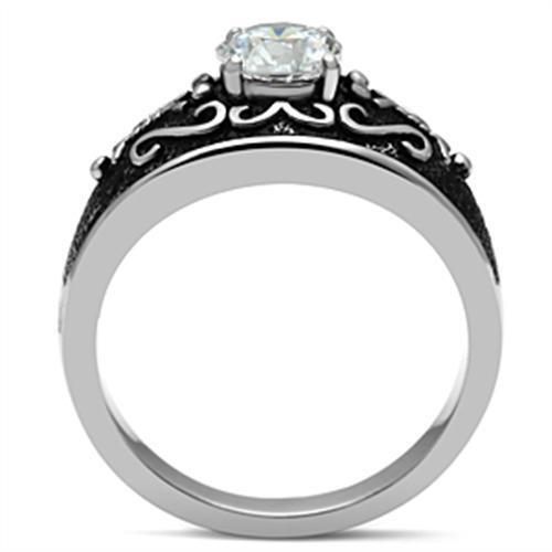 TK373 - Stainless Steel Ring High polished (no plating) Men AAA Grade CZ Clear