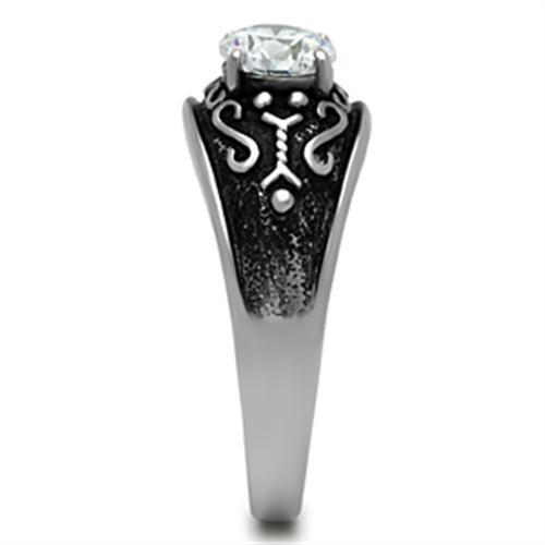 TK373 - Stainless Steel Ring High polished (no plating) Men AAA Grade CZ Clear