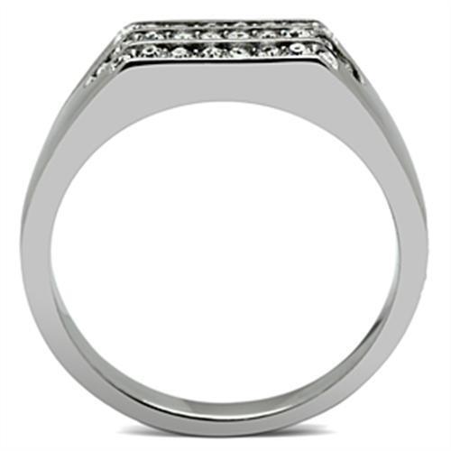 TK375 - Stainless Steel Ring High polished (no plating) Men Top Grade Crystal Clear