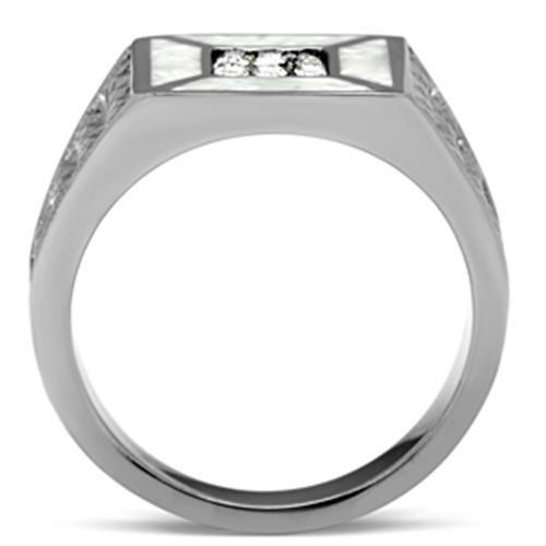 TK385 - Stainless Steel Ring High polished (no plating) Men Top Grade Crystal Clear