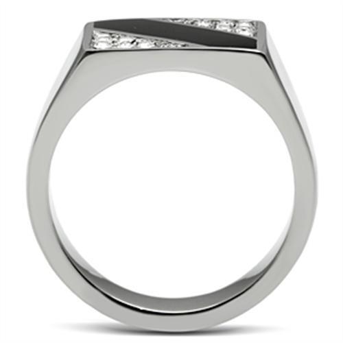 TK387 - Stainless Steel Ring High polished (no plating) Men Top Grade Crystal Clear