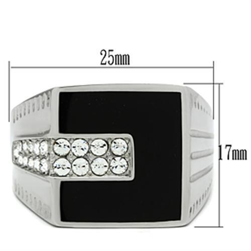 TK388 - Stainless Steel Ring High polished (no plating) Men Top Grade Crystal Clear