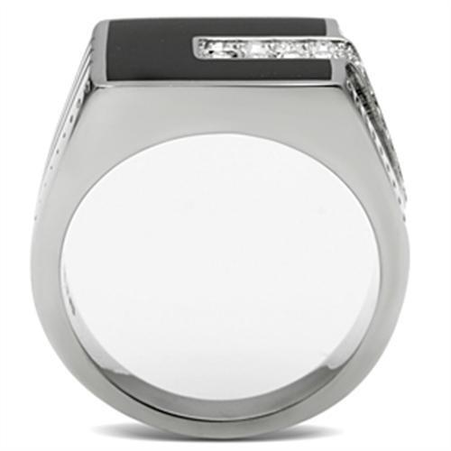 TK388 - Stainless Steel Ring High polished (no plating) Men Top Grade Crystal Clear