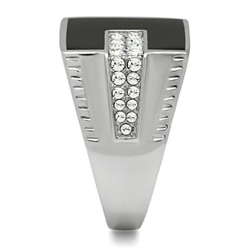 TK388 - Stainless Steel Ring High polished (no plating) Men Top Grade Crystal Clear