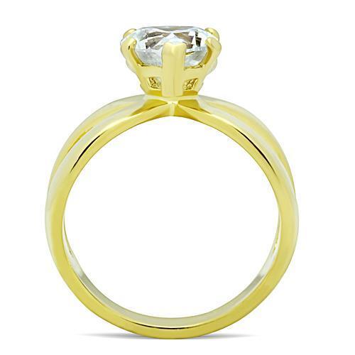 TK390G - Stainless Steel Ring IP Gold(Ion Plating) Women AAA Grade CZ Clear