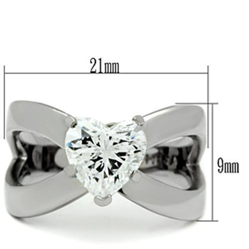 TK390 - Stainless Steel Ring High polished (no plating) Women AAA Grade CZ Clear