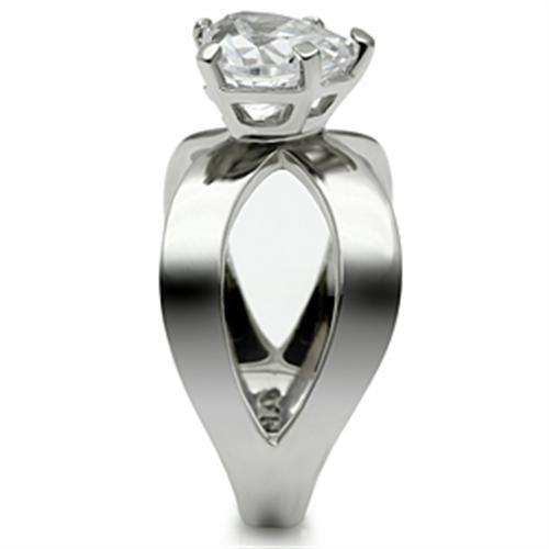 TK390 - Stainless Steel Ring High polished (no plating) Women AAA Grade CZ Clear