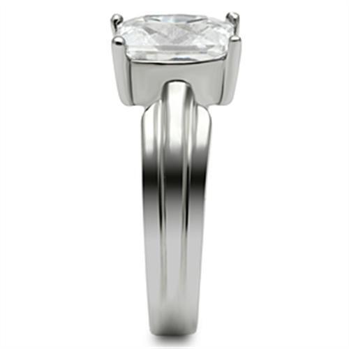 TK391 - Stainless Steel Ring High polished (no plating) Women AAA Grade CZ Clear