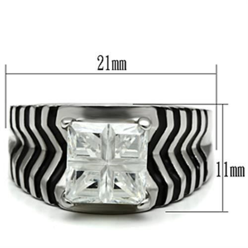 TK393 - Stainless Steel Ring High polished (no plating) Women AAA Grade CZ Clear