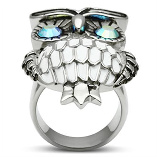 TK400 - Stainless Steel Ring High polished (no plating) Women Top Grade Crystal Sea Blue