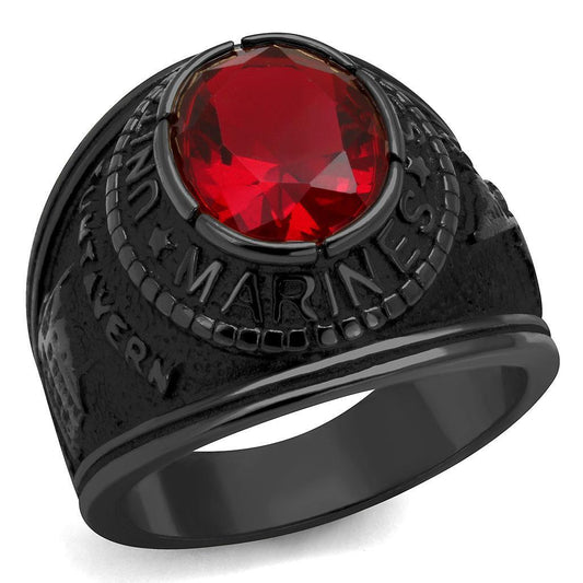 TK414703J - Stainless Steel Ring IP Black(Ion Plating) Men Synthetic Siam