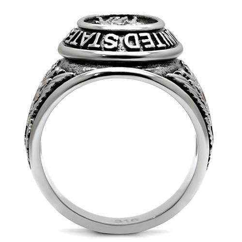 TK414704 - Stainless Steel Ring High polished (no plating) Men Epoxy Jet