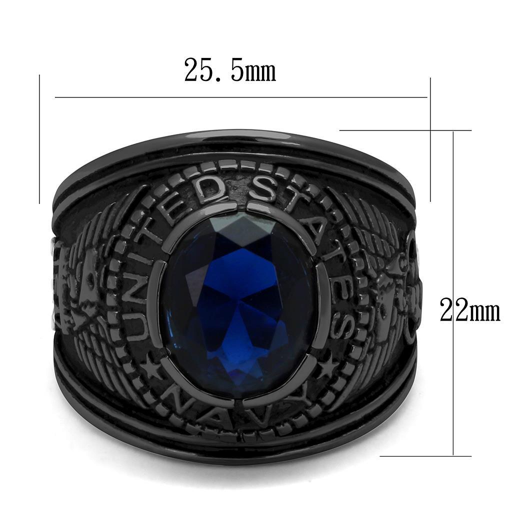 TK414707J - Stainless Steel Ring IP Black(Ion Plating) Men Synthetic Sapphire