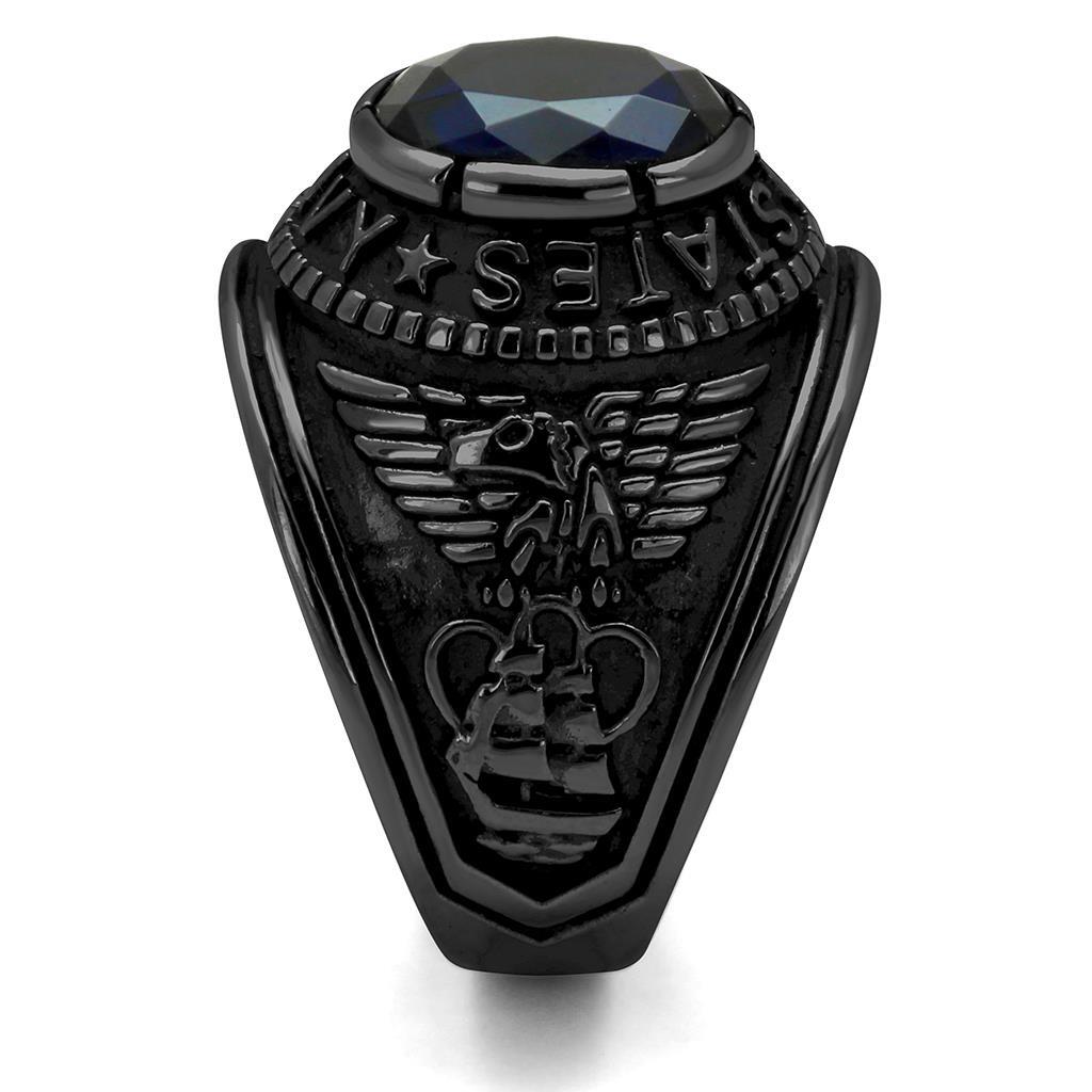 TK414707J - Stainless Steel Ring IP Black(Ion Plating) Men Synthetic Sapphire