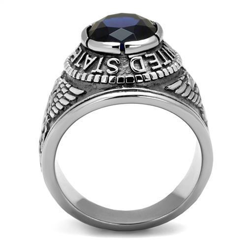 TK414707 - Stainless Steel Ring High polished (no plating) Men Synthetic Sapphire