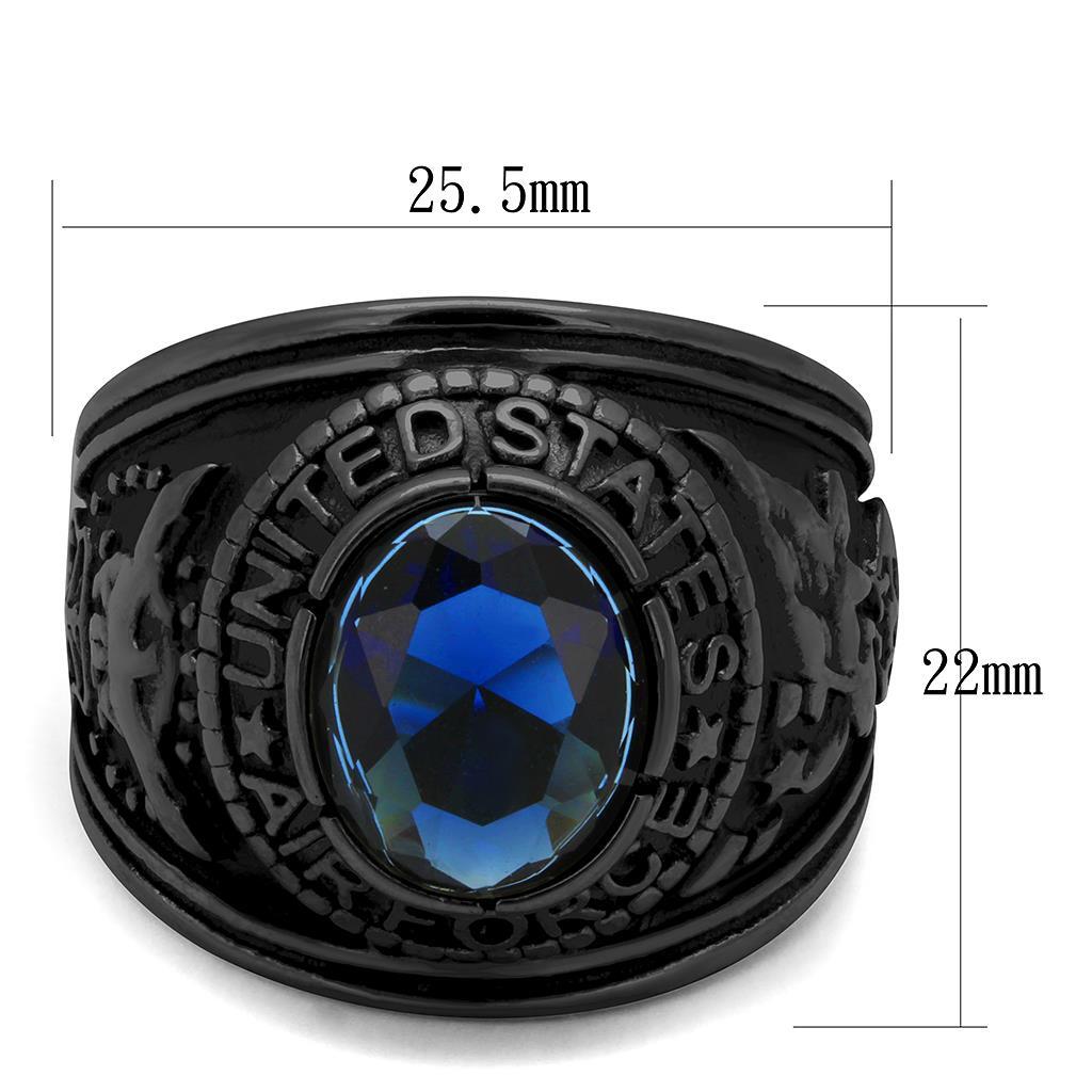 TK414708J - Stainless Steel Ring IP Black(Ion Plating) Men Synthetic Sapphire