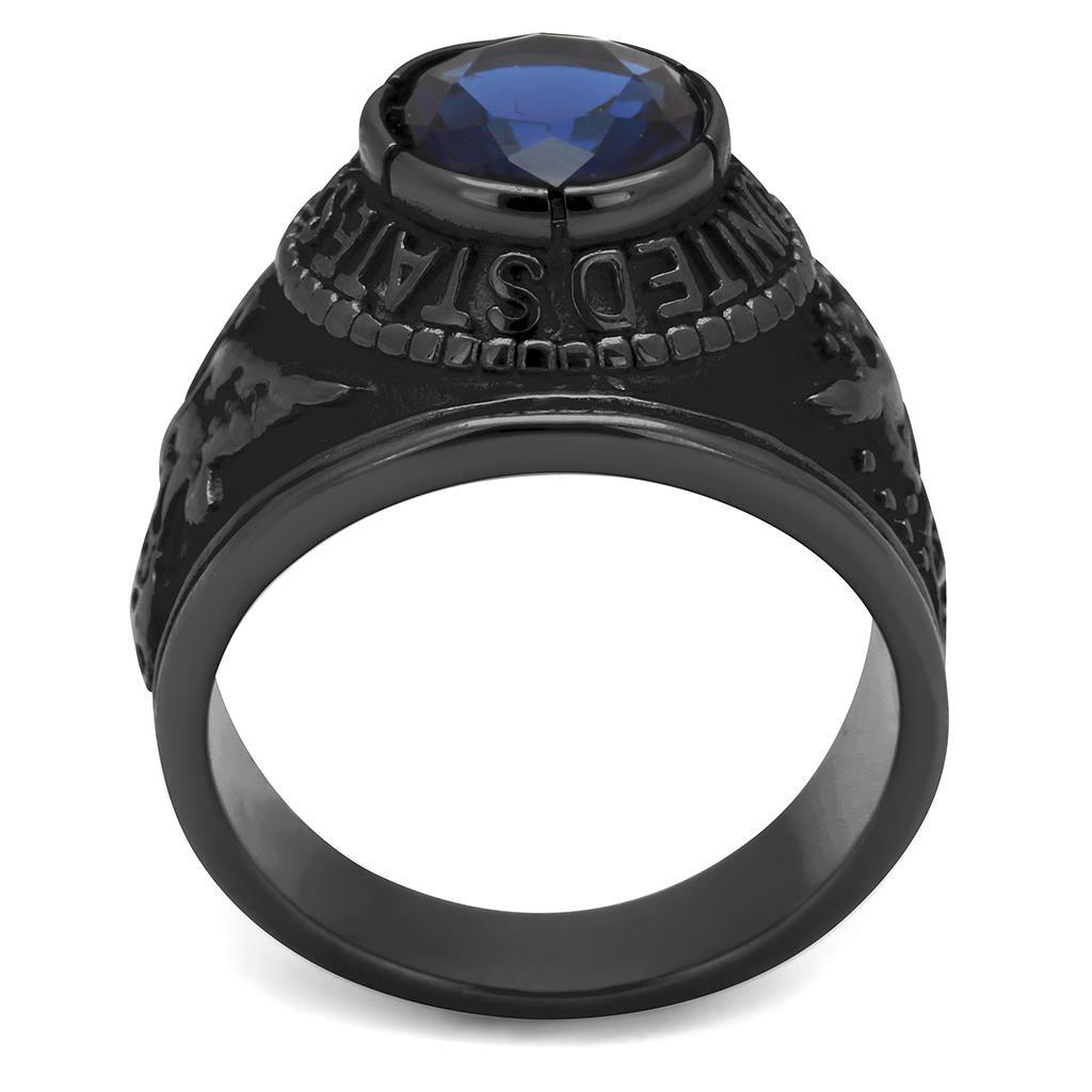 TK414708J - Stainless Steel Ring IP Black(Ion Plating) Men Synthetic Sapphire