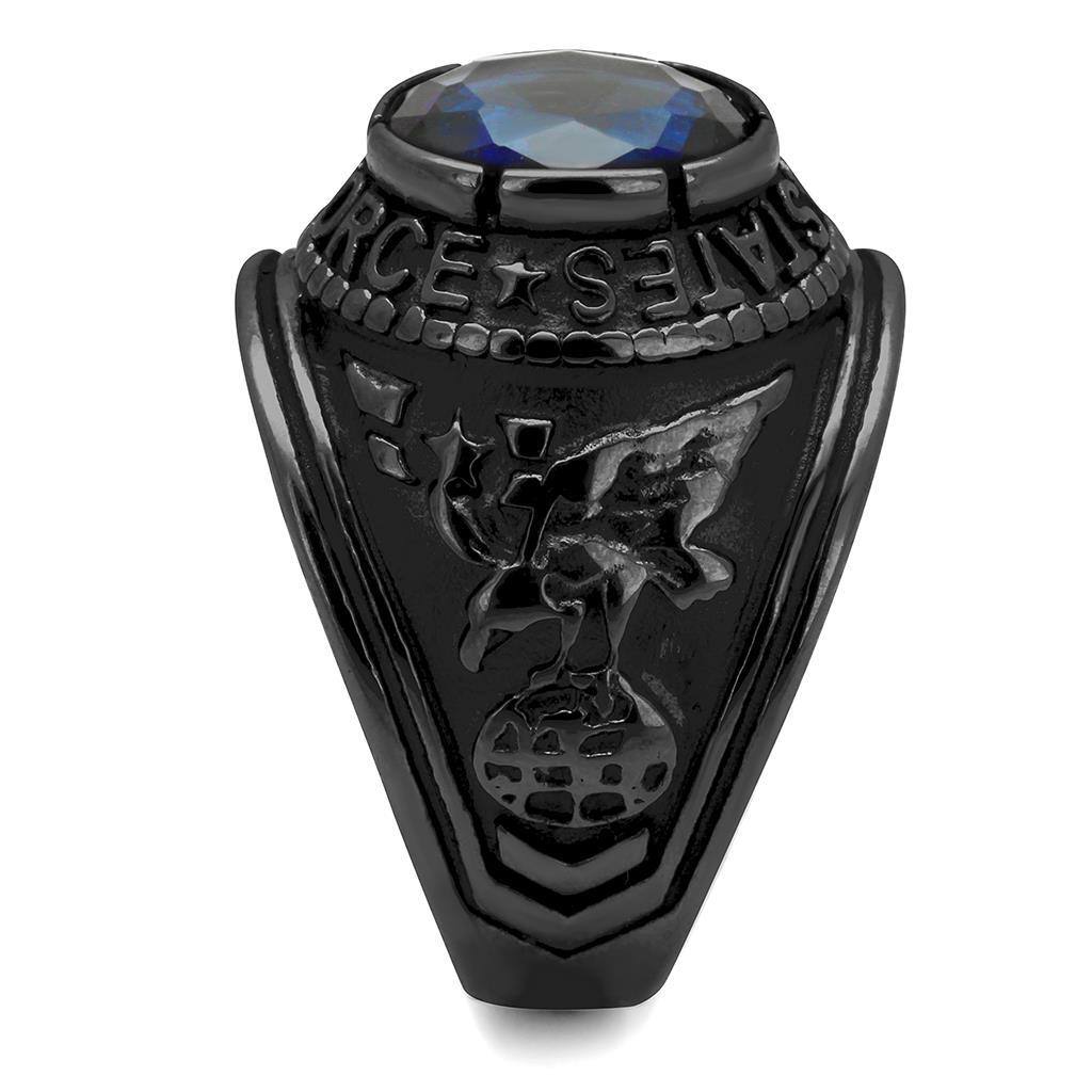 TK414708J - Stainless Steel Ring IP Black(Ion Plating) Men Synthetic Sapphire