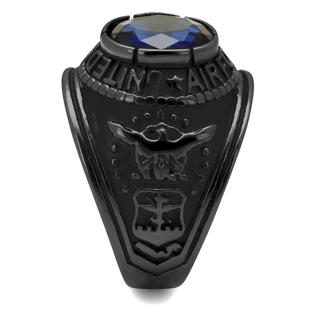 TK414708J - Stainless Steel Ring IP Black(Ion Plating) Men Synthetic Sapphire