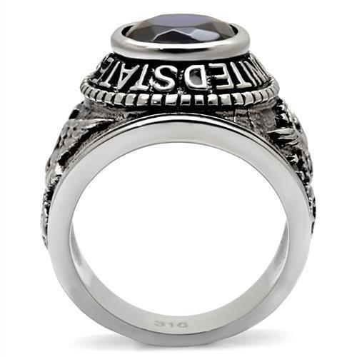 TK414708 - Stainless Steel Ring High polished (no plating) Men Synthetic Sapphire