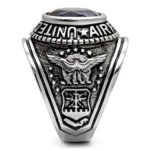 TK414708 - Stainless Steel Ring High polished (no plating) Men Synthetic Sapphire