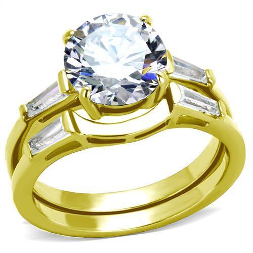 TK44701 - Stainless Steel Ring IP Gold(Ion Plating) Women AAA Grade CZ Clear